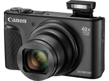 Charger l&#39;image dans la galerie, Appareil photo Canon noir avec objectif zoom optique 40x et flash intégré. L&#39;appareil photo est sur fond blanc.
