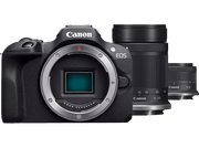 Voir tous les Appareil photo Canon EOS avec objectif, noir, sur fond blanc.