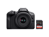 CANON Appareil photo hybride EOS R100 + RF-S 18-45 mm + carte SD 64 Go