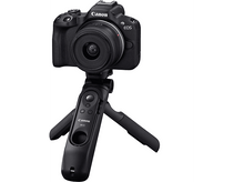 Charger l&#39;image dans la galerie, Un appareil photo Canon EOS noir sur un trépied avec une télécommande attachée.
