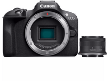 Charger l&#39;image dans la galerie, Appareil photo Canon EOS noir avec objectif, sur fond blanc.

