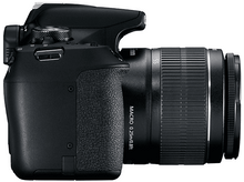 Charger l&#39;image dans la galerie, Appareil photo noir avec objectif, vue latérale, logo Canon visible, sur fond blanc.
