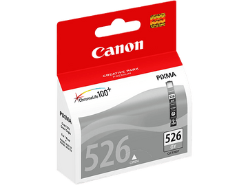 Boîte de cartouches d'encre Canon Pixma 526. Boîte rouge et grise avec cartouche noire visible.