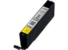 Charger l&#39;image dans la galerie, Cartouche d&#39;encre jaune Canon CLI-571XL, corps noir, étiquette jaune, fond blanc.

