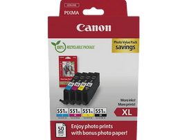 CANON Multipack CLI-551XL Noir-Cyan-Magenta-Jaune Photo Value Pack (6443B008)