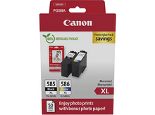 Charger l&#39;image dans la galerie, Paquet d&#39;encre Canon Pixma. Contient des cartouches d&#39;encre noire et couleur, du papier photo et des informations de recyclage. Taille XL.
