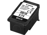 Cartouche d'encre noire Canon PG-575, boîtier en plastique noir avec étiquettes blanches et code-barres.