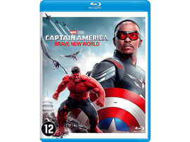Jaquette Blu-ray de Captain America: Brave New World. Avec Captain America, Red Hulk et des avions. Le Capitole est en arrière-plan.