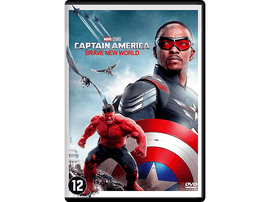 Pochette DVD pour Captain America : Brave New World. Avec Captain America, Hulk rouge et des avions dans le ciel. Bouclier et ailes présents.