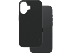 Deux coques de téléphone noires. Une sur un téléphone, l