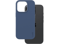 Deux coques de téléphone : bleue et noire. La bleue porte le mot 