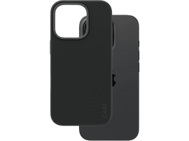 Coque de téléphone noire sur fond noir. La coque recouvre l