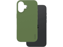 Charger l&#39;image dans la galerie, Coque de téléphone verte avec un téléphone noir à l&#39;intérieur. Le mot &quot;CARE&quot; est imprimé sur la coque.
