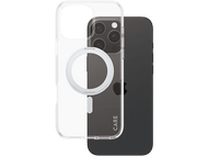 iPhone avec étui de protection transparent, vue arrière et étui séparé.