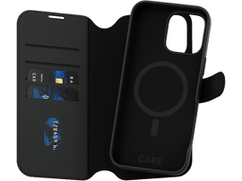 Étui de téléphone noir de style portefeuille avec un téléphone à l