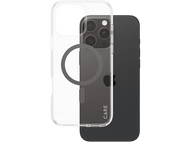 Une coque de téléphone transparente sur un téléphone. Une seconde coque est noire et le recouvre partiellement.