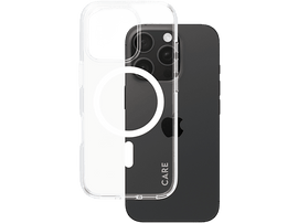 Coque transparente pour iPhone avec un iPhone noir à l