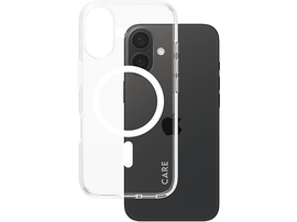 Une coque de téléphone transparente avec un téléphone noir à l