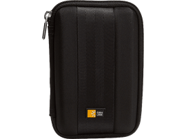 Une housse de transport Case Logic noire avec fermeture éclair et logo.