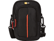 Sac photo noir Case Logic avec bande orange. Avec sangle et détails rouges. Logo Case Logic visible.