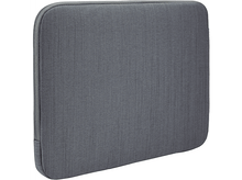 Charger l&#39;image dans la galerie, Étui en tissu gris, légèrement incliné, montrant la texture. L&#39;étui est vide.
