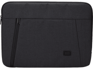 Une housse d'ordinateur portable noire avec une fermeture éclair et un petit logo Case Logic.