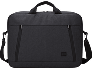 Sacoche pour ordinateur portable gris foncé avec bandoulière et deux fermetures éclair avant. Logo en bas.