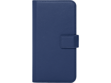 Charger l&#39;image dans la galerie, Un étui de téléphone bleu est fermé. Il a une fermeture magnétique et des bords cousus.
