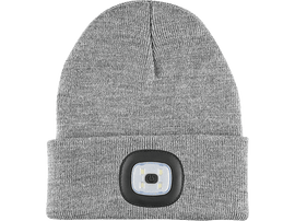 Bonnet gris avec panneau lumineux. Le panneau a quatre lumières et un bouton d