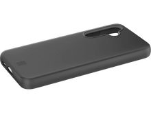 Charger l&#39;image dans la galerie, Une coque de téléphone noire. La coque a une finition lisse et mate avec une découpe pour l&#39;appareil photo. Design simple.
