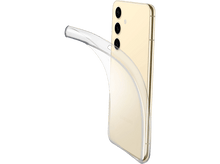 Charger l&#39;image dans la galerie, Un téléphone de couleur or dans un étui transparent. Le téléphone a trois caméras et un dos incurvé.
