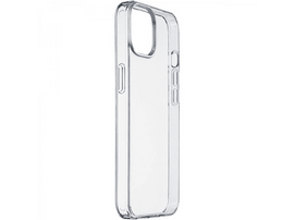 Coque de téléphone transparente. Elle comporte des ouvertures pour les boutons et la caméra, sur fond blanc.