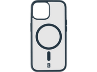 Coque blanche pour iPhone avec contour noir, cercle noir et petit carré.