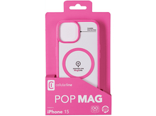 Charger l&#39;image dans la galerie, Une coque de téléphone rose dans un emballage rose. La coque a un dos blanc avec un cercle MagSafe.
