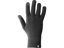 Charger l&#39;image dans la galerie, Un gant noir avec un bout gris sur l&#39;index. Le gant est fait d&#39;un matériau tricoté.
