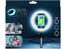 Charger l&#39;image dans la galerie, Boîte de lampe annulaire pour selfies avec images montrant le produit utilisé avec différents modes.
