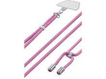 Charger l&#39;image dans la galerie, Lanière de téléphone rose avec fermoirs métalliques.
