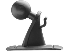 Charger l&#39;image dans la galerie, Support de microphone noir, une tige incurvée avec une tête en forme de boule et un crochet, sur une large base.
