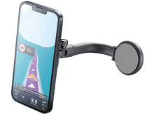 Charger l&#39;image dans la galerie, Téléphone monté sur le tableau de bord d&#39;une voiture, affichant une application de navigation. Noir et gris.
