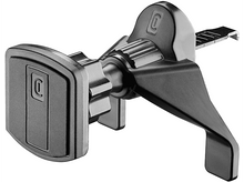 Charger l&#39;image dans la galerie, Un support de téléphone pour grille d&#39;aération de voiture en métal foncé. Il présente une base rectangulaire avec un support.
