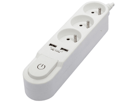 CHACON Bloc multiprise + USB 1.5 m Blanc (47312)