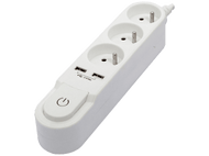 CHACON Bloc multiprise + USB 1.5 m Blanc (47312)