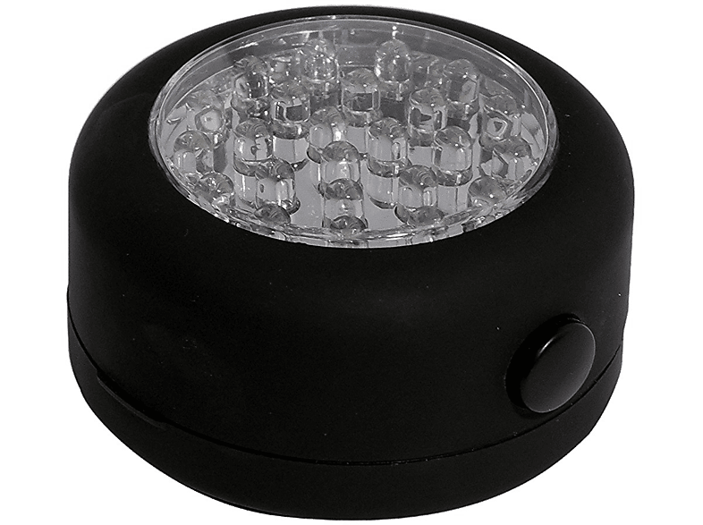 Lampe LED noire avec de nombreuses petites lumières. Forme ronde.