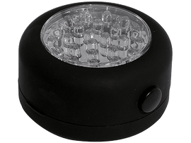 Lampe LED noire avec de nombreuses petites lumières. Forme ronde.