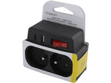 CHACON Prises Domino 2 x 16 A + 1 USBA + 1 USB-C Noir (48151)