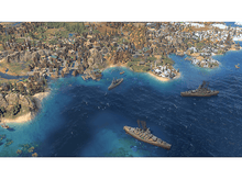 Charger l&#39;image dans la galerie, Ville côtière avec des navires naviguant sur l&#39;eau.
