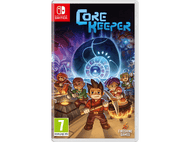 Couverture du jeu Core Keeper pour Nintendo Switch avec personnages et gemme bleue.