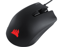 Charger l&#39;image dans la galerie, Souris gaming Corsair noire avec logo rouge et molette de défilement.
