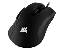 Charger l&#39;image dans la galerie, Souris d&#39;ordinateur noire avec logo blanc. La souris a des côtés texturés. Il y a un câble attaché en haut.
