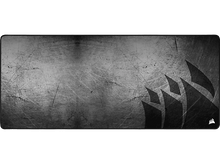 Charger l&#39;image dans la galerie, Tapis de souris noir et gris avec une texture rayée et le logo Corsair à droite.
